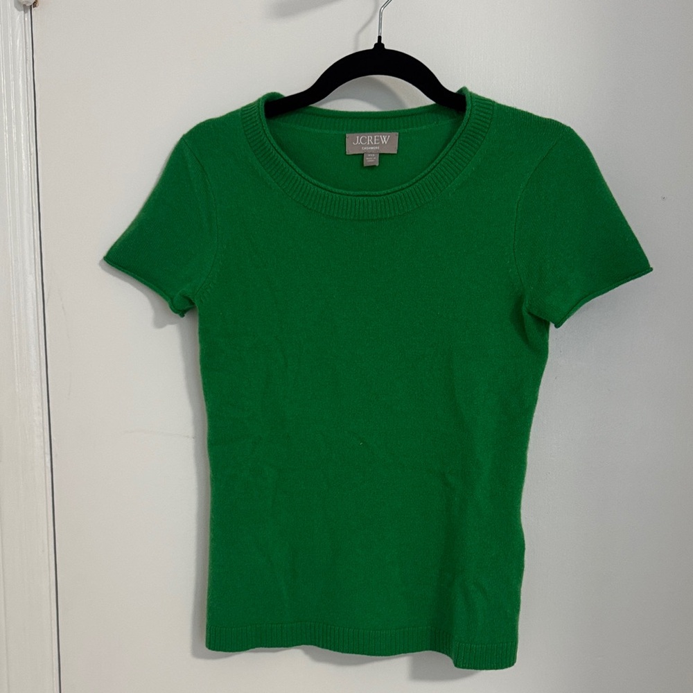 J. Crew Green Short Sleeve Cashmere Tee